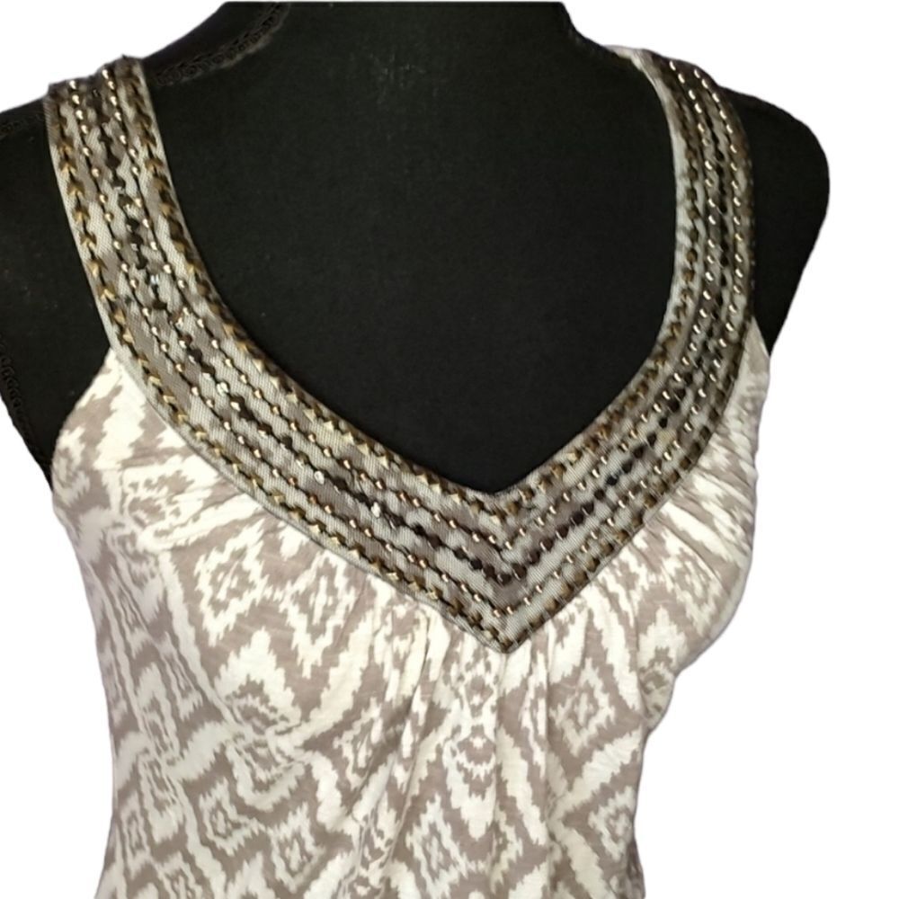 INC Beaded V Neck Tank Small - Picture 2 of 4